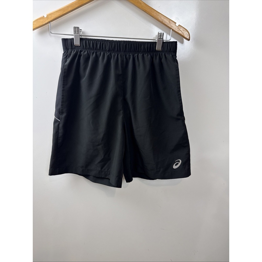 ASICS Shorts Men's S Black Layered Briefs Side Zipper Pocket